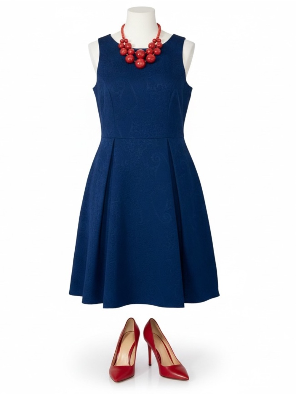 Green Envelope Blue Paisley Fit & Flare Sleeveless Dress – Size L